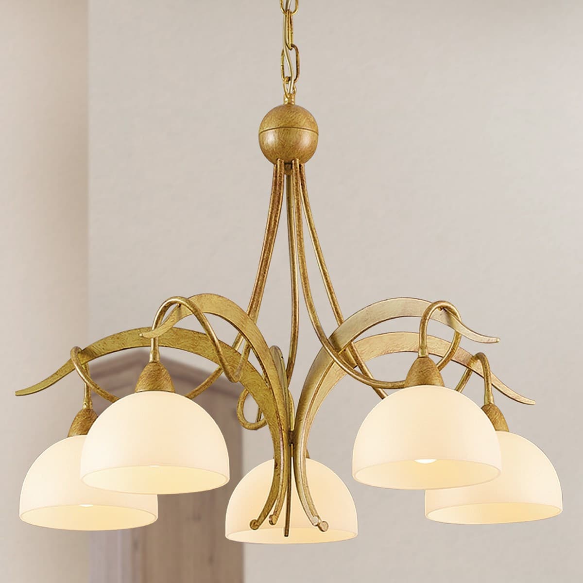 Lampadario classico LAM 1720 5 E14 LED metallo vetro sospensione - 2