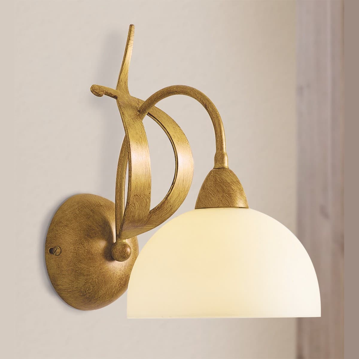 Applique classico LAM 1720 1A E14 LED metallo vetro lampada parete - 2