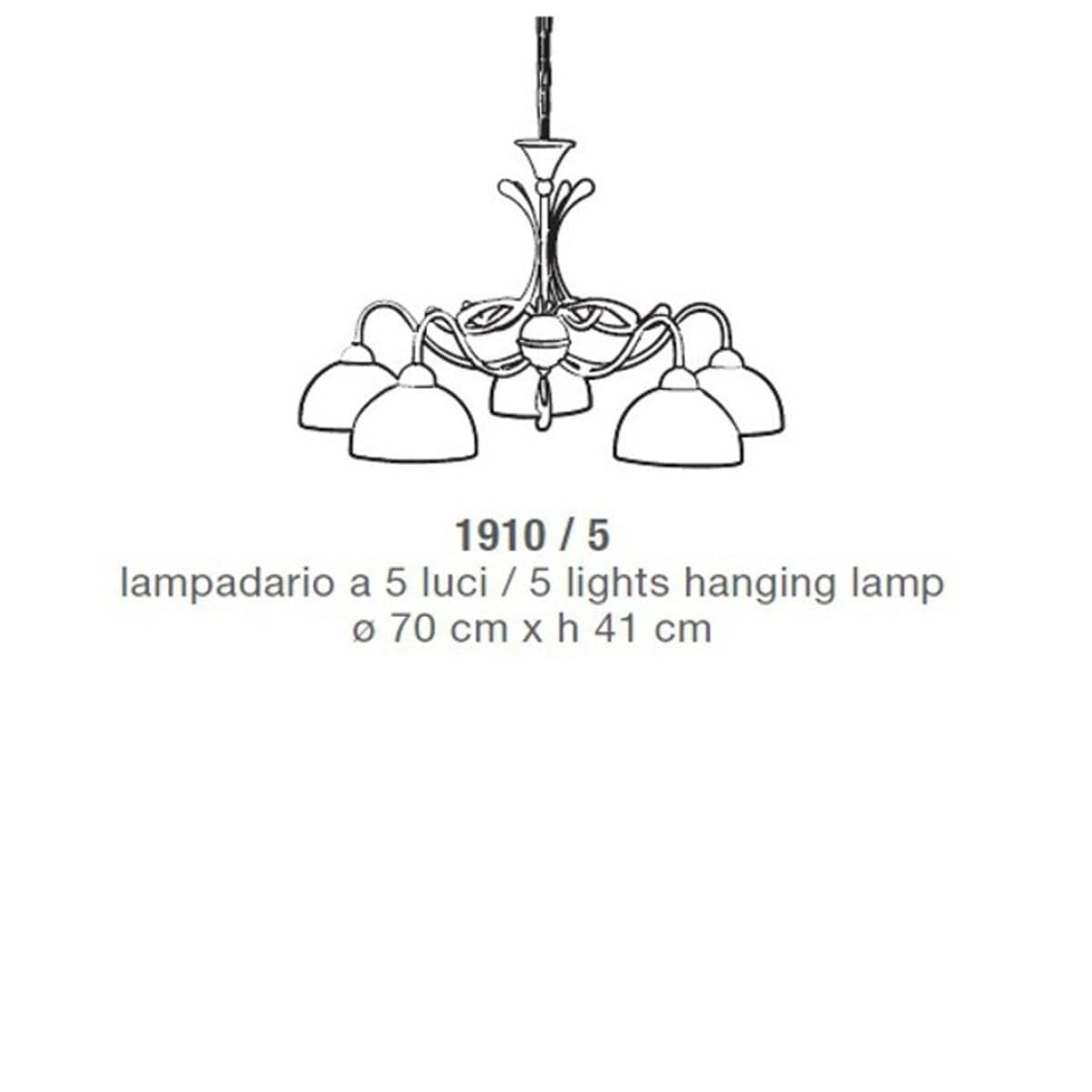 Lampadario classico LAM 1910 E14 LED metallo vetro sospensione - 2