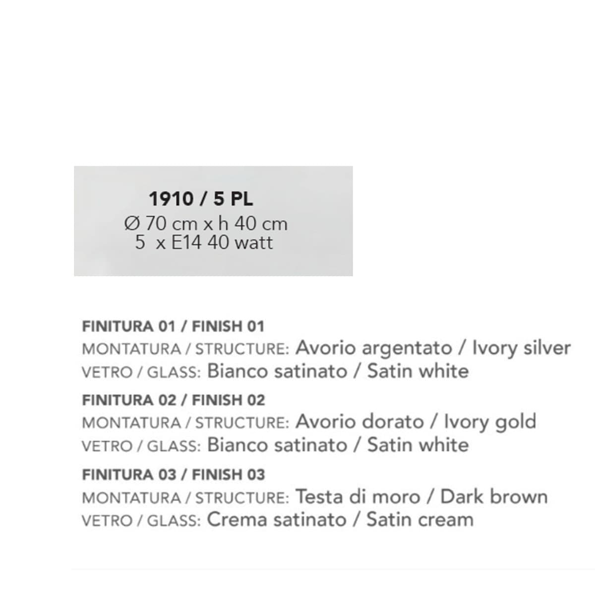 Plafoniera classica LAM 1910 5PL E14 LED metallo vetro lampada soffitto - 4