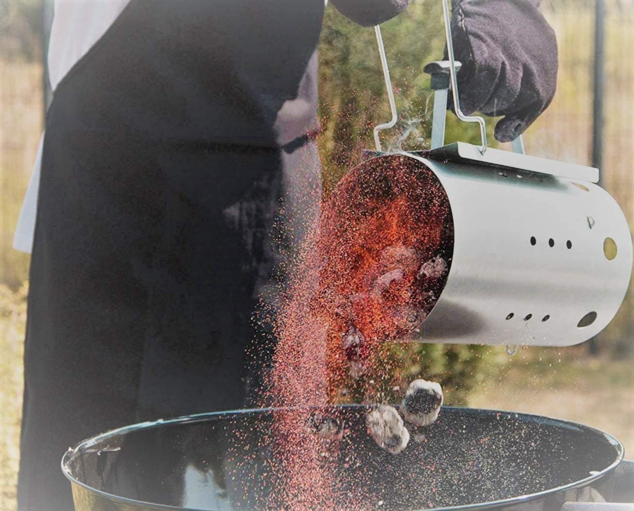 Accendi carboni e bricchetti per barbecue ravviva fiamma con manico di protezione h 30 cm - 4