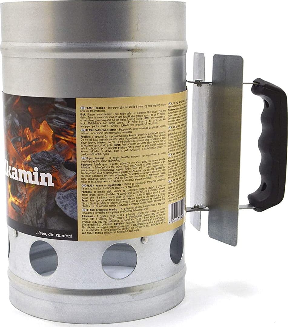 Accendi carboni e bricchetti per barbecue ravviva fiamma inox con manico di protezione - 3