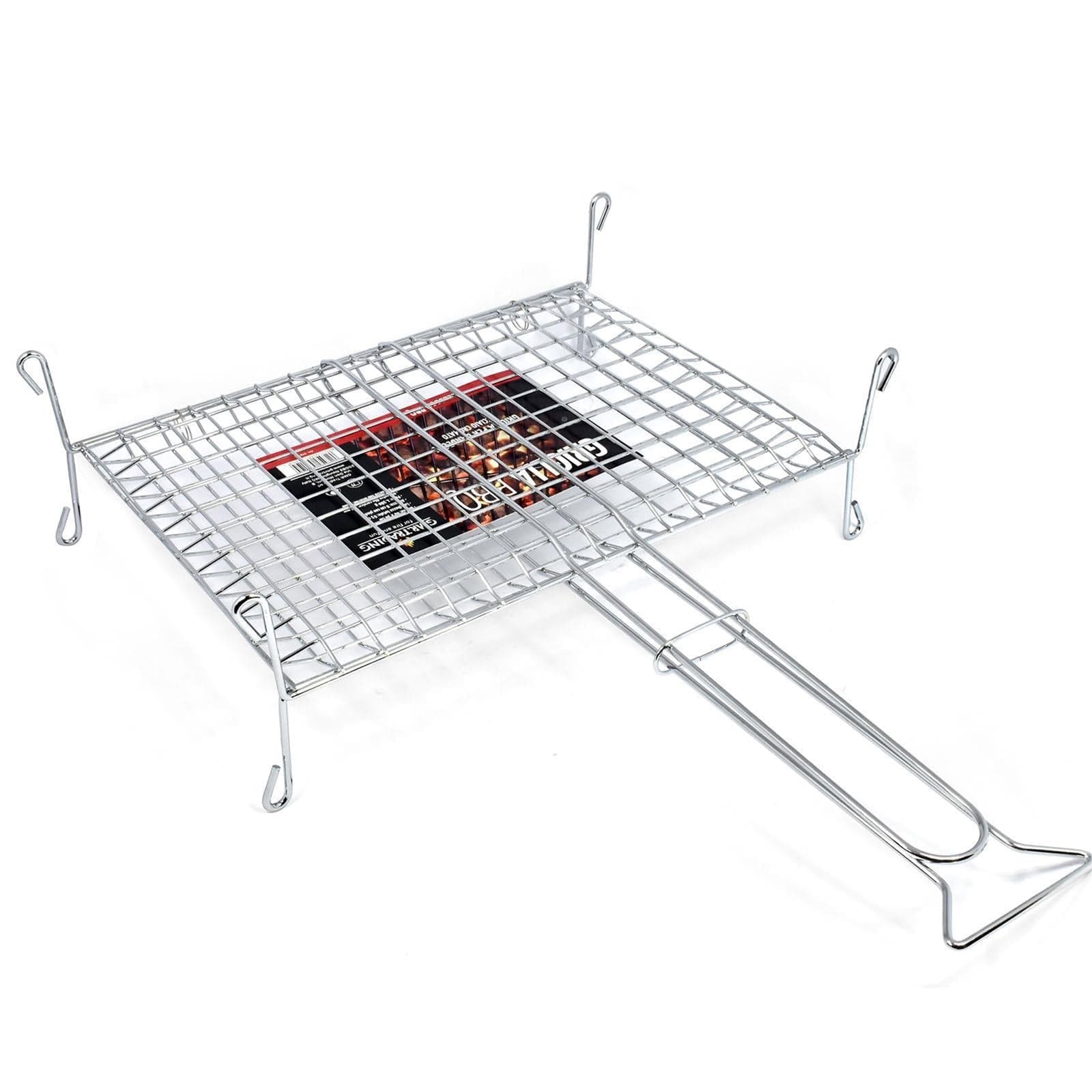 Graticola per barbecue, griglia in acciaio a barre con piedini di alta qualità 40 x 30 cm - 4