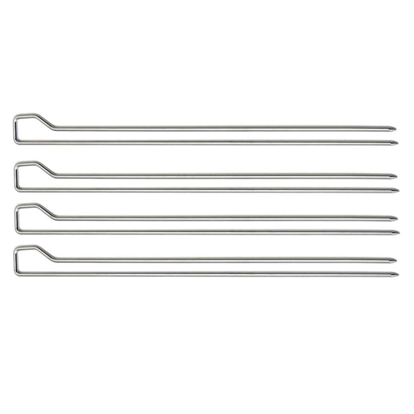 Set di 4 spiedi spiedini spiedo barbecue bbq griglia acciaio inox 29 cm arrosto fornello accessori - 2