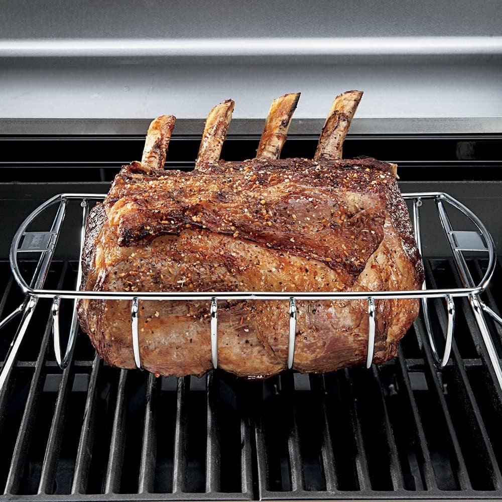 Supporto in acciaio inox per affumicatore costine e Ribs accessorio barbecue Weber - 4