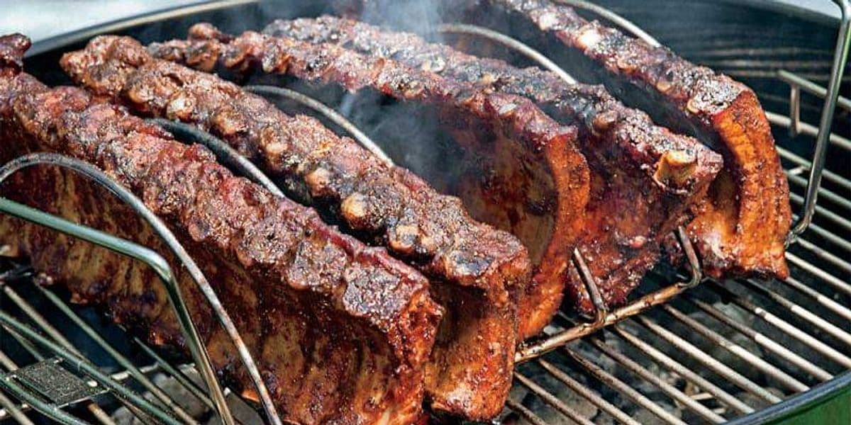 Supporto in acciaio inox per affumicatore costine e Ribs accessorio barbecue Weber - 5