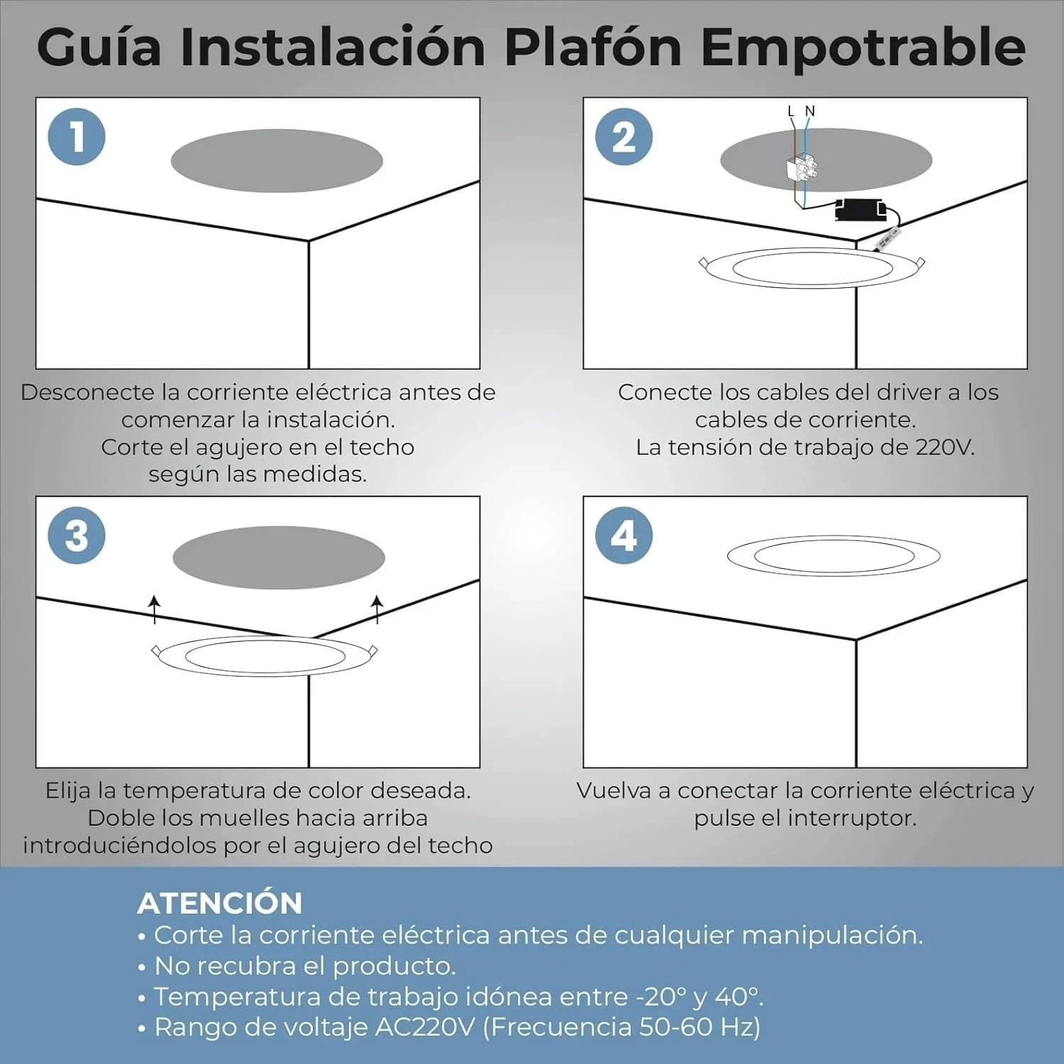 Pannello Faretto LED incasso molle Rotondo 8W 14W 20W CCT 3 COLORI di Luce 110Lm/W - 7