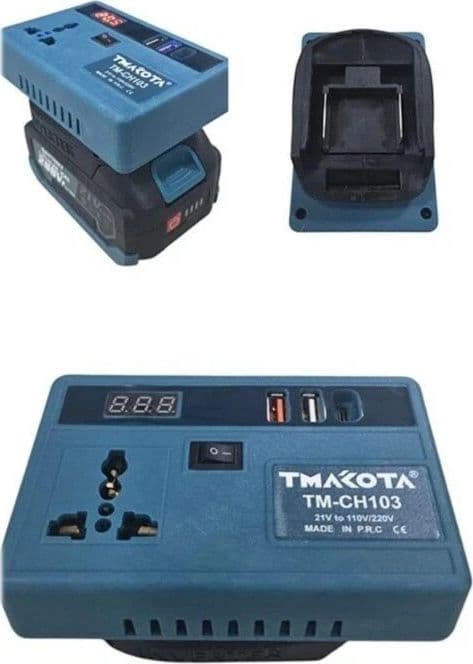Inverter Portatile 21V con Presa AC 220V | 2 USB + Type-C per Batterie Utensili - 3