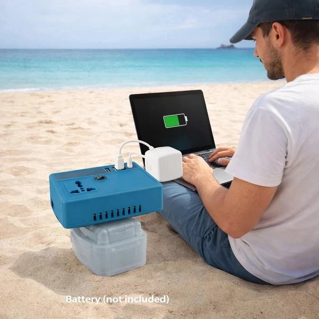 Inverter Portatile 21V con Presa AC 220V | 2 USB + Type-C per Batterie Utensili - 10