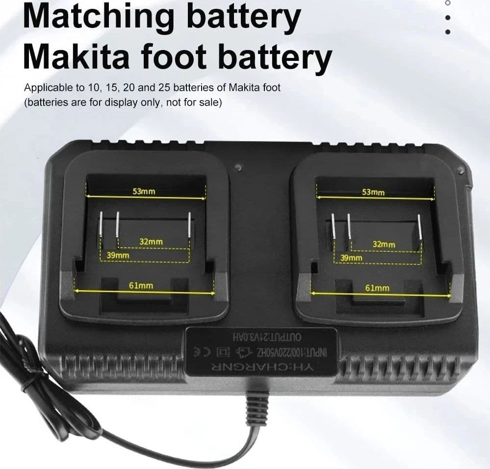 Caricabatterie Doppia Batteria 21v 128Vf Caricabatteria 220V Caricatore Rapido per Batterie Litio - 7