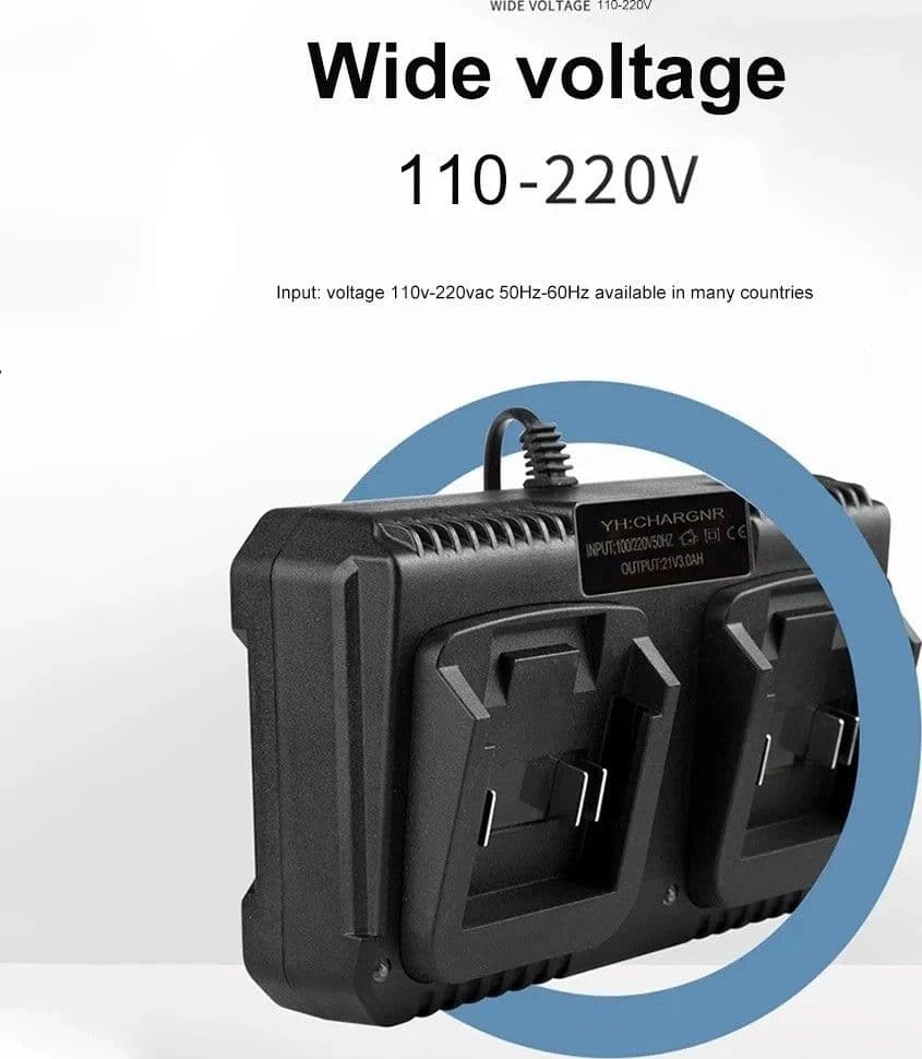 Caricabatterie Doppia Batteria 21v 128Vf Caricabatteria 220V Caricatore Rapido per Batterie Litio - 9