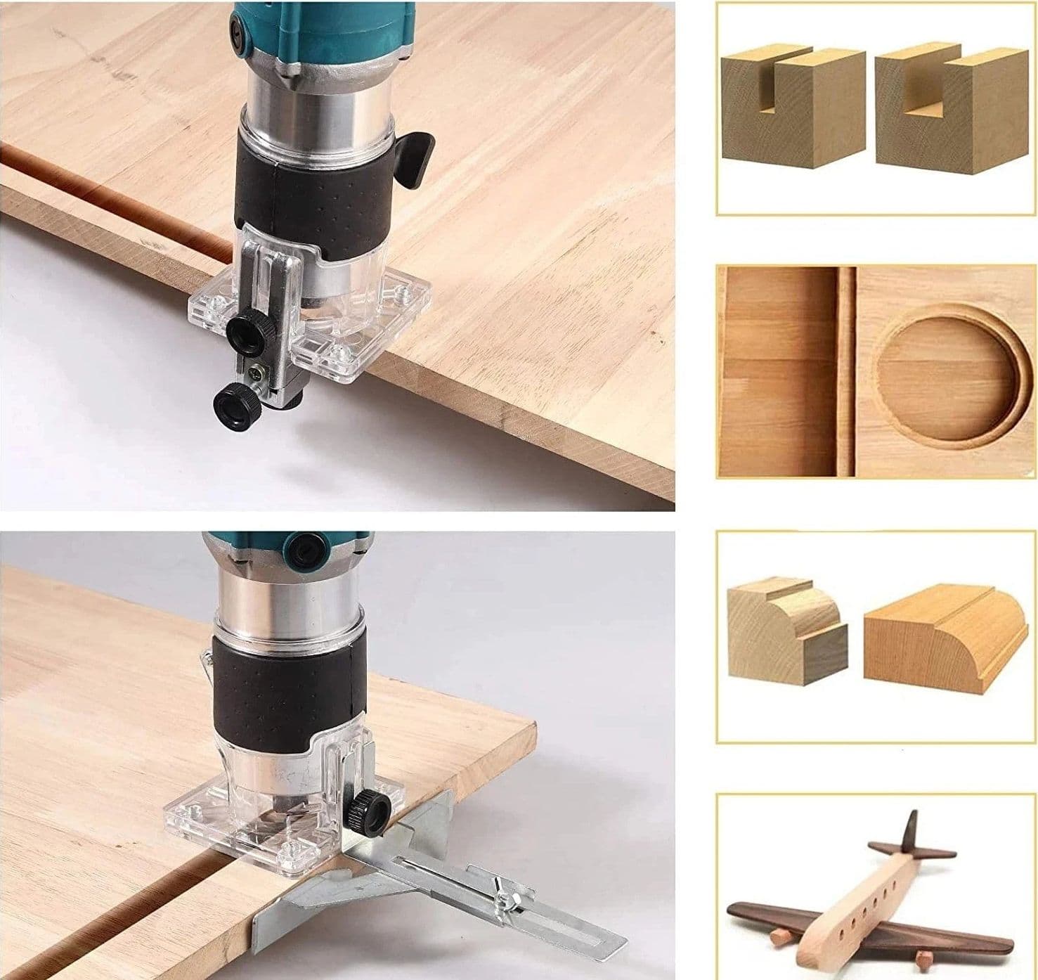 Fresatrice Verticale Elettrica 750W 6.35mm Rifilatore Fresa Legno Trimmer TM9503 - 4