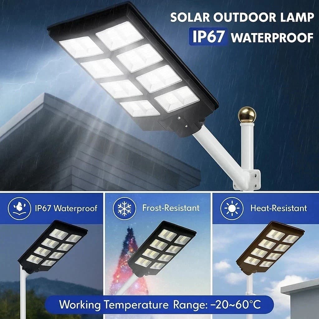 Lampione Stradale Led 2000W con Pannello Solare Crepuscolare E Movimento ip65 - 2