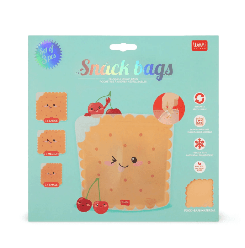 Legami - Set di 3 Buste per Alimenti Riutilizzabili - Cookie - Snack Bags (ZB0003)