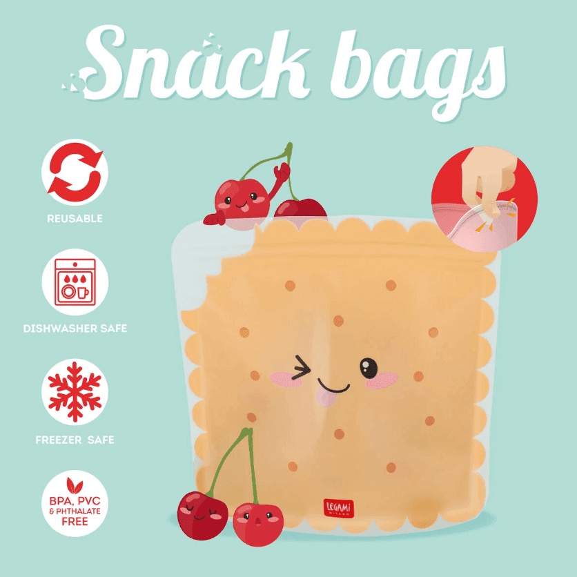 Legami - Set di 3 Buste per Alimenti Riutilizzabili - Cookie - Snack Bags (ZB0003) - 3