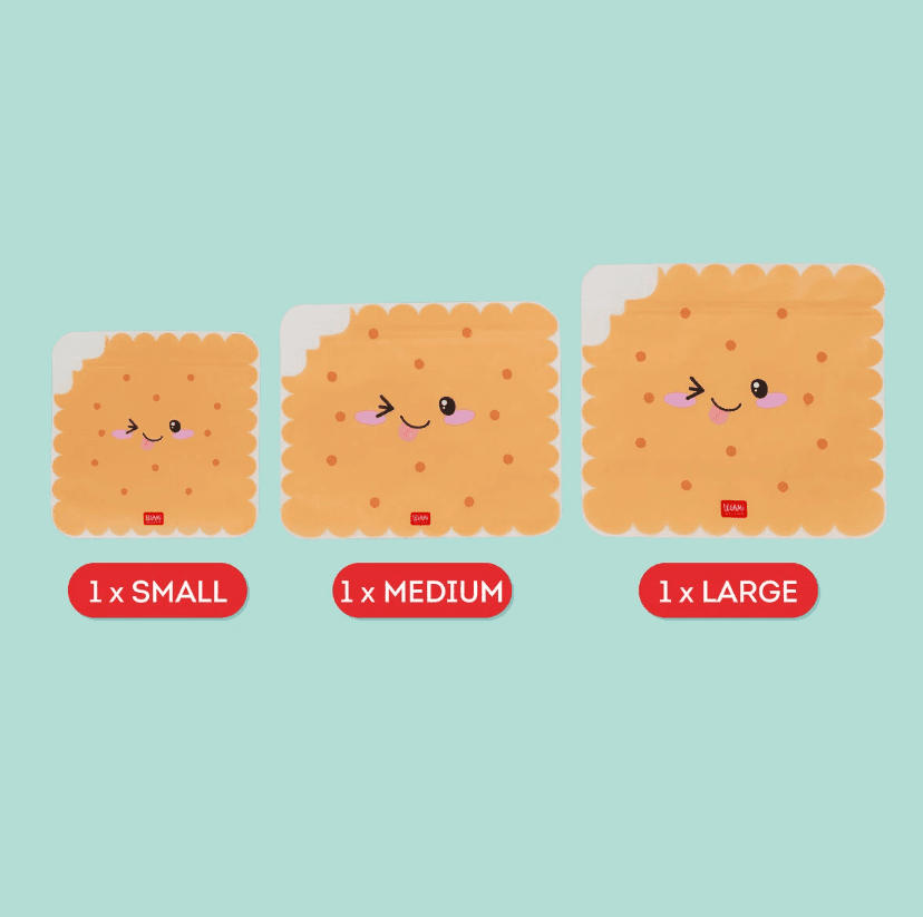 Legami - Set di 3 Buste per Alimenti Riutilizzabili - Cookie - Snack Bags (ZB0003) - 5