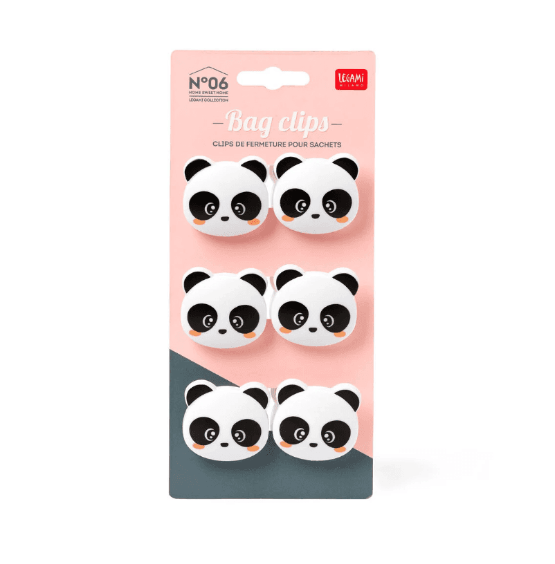 Legami - Set di 6 Clip Chiudi Pacco - Panda - Bag Clips (CLIP0002)