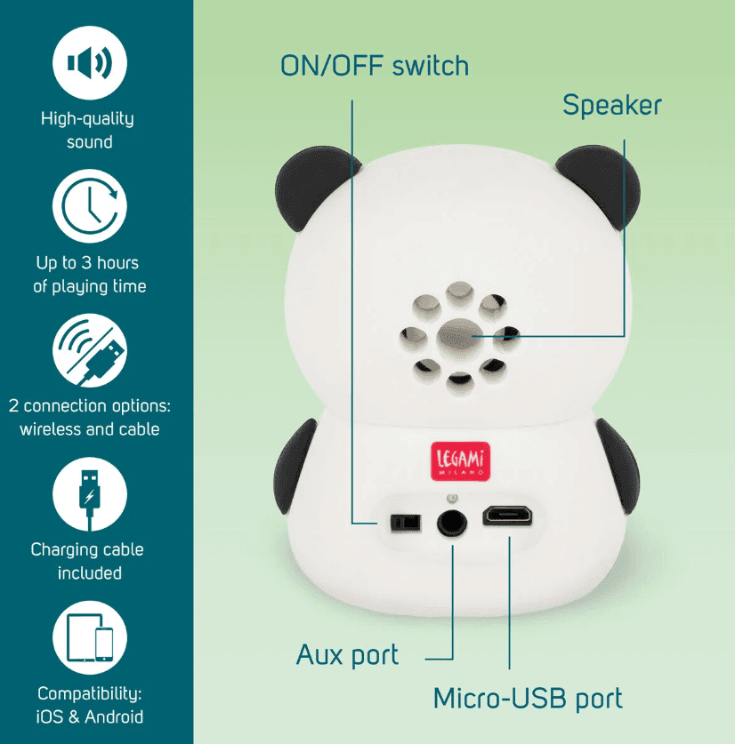 Legami - Speaker Wireless con Supporto Smartphone Panda - The Sound of Cuteness (SPS0001) - 4