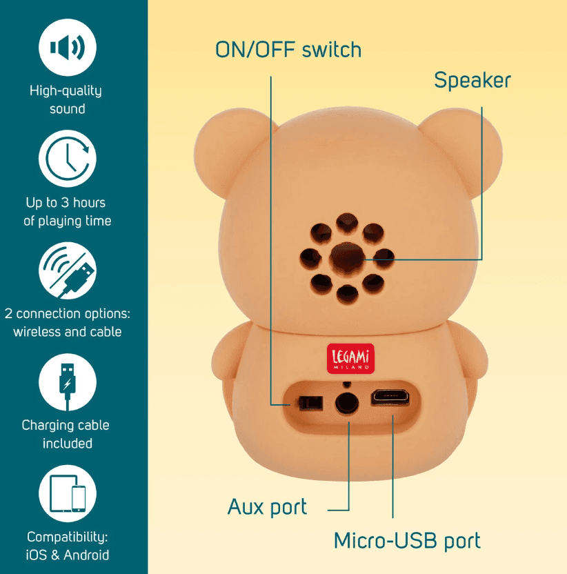 Legami - Speaker Wireless con Supporto Smartphone Teddy Bear - The Sound of Cuteness (SPS0002) - 4