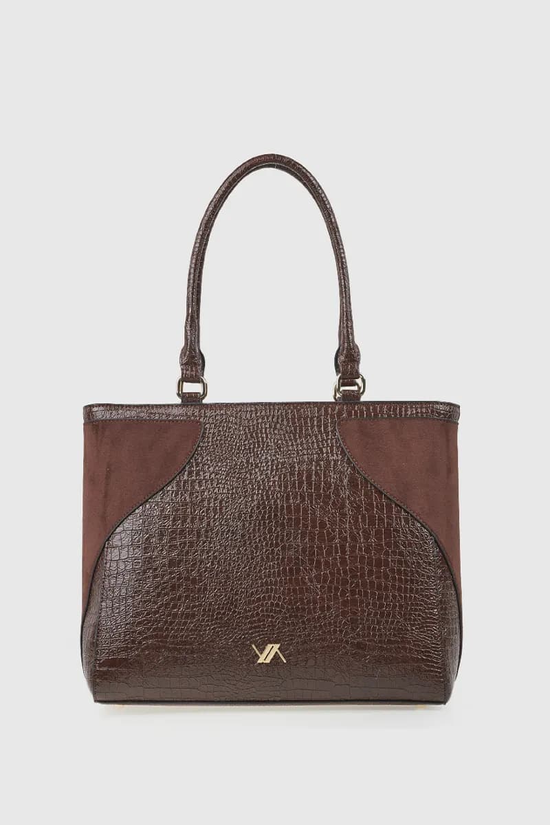 VERDE FASHION | Borsa a spalla in ecopelle dettaglio camoscio - 1