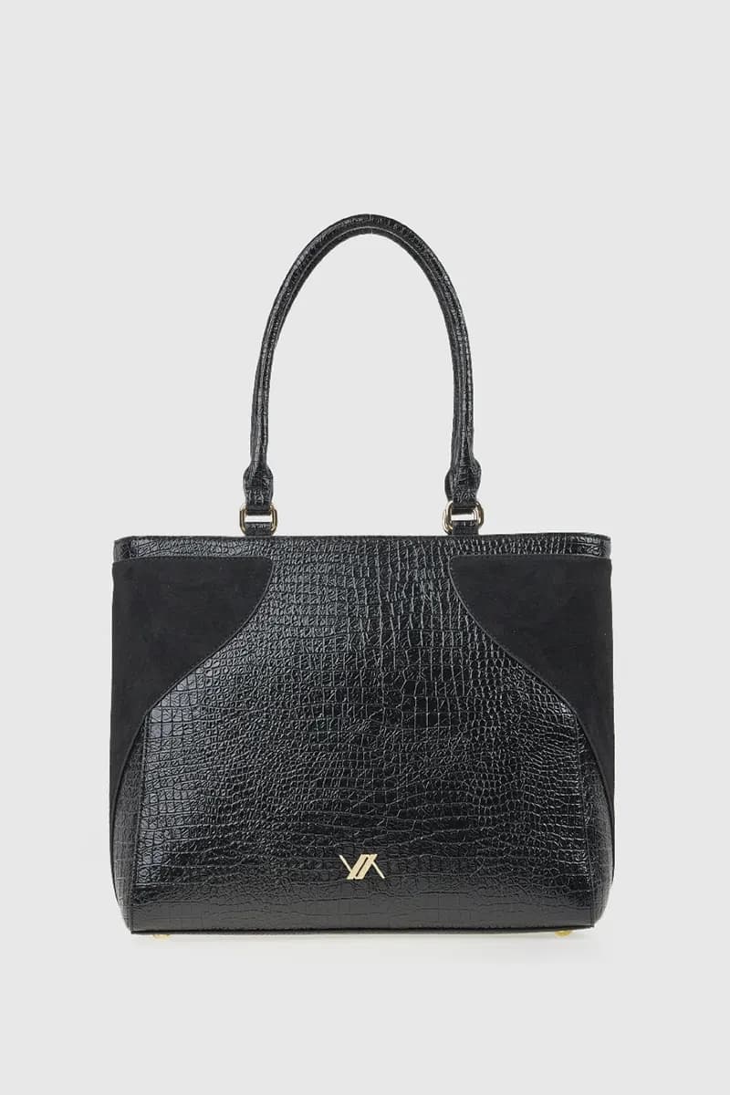 VERDE FASHION | Borsa a spalla in ecopelle dettaglio camoscio - 10
