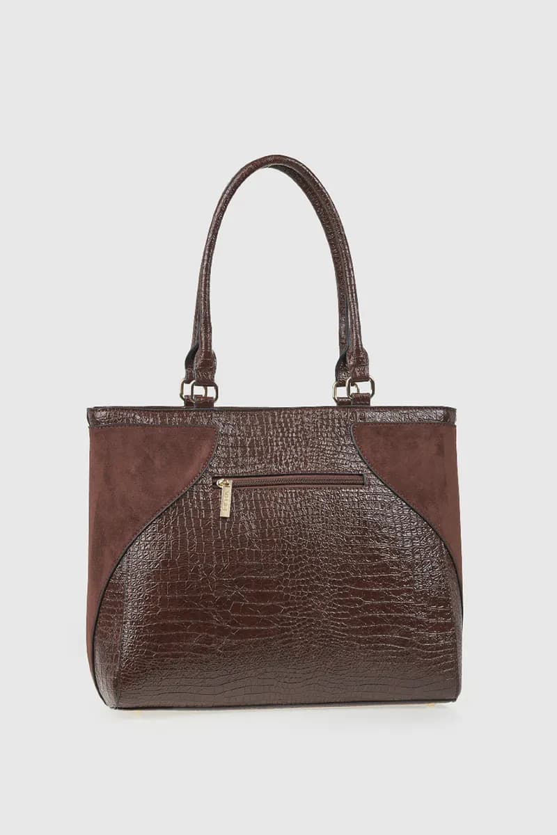 VERDE FASHION | Borsa a spalla in ecopelle dettaglio camoscio - 2