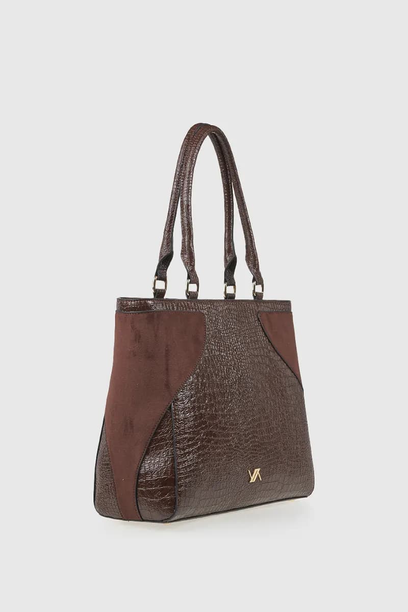 VERDE FASHION | Borsa a spalla in ecopelle dettaglio camoscio - 4