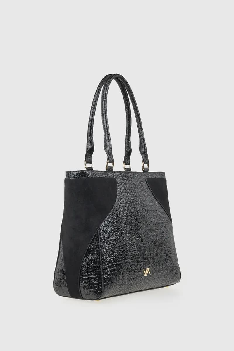 VERDE FASHION | Borsa a spalla in ecopelle dettaglio camoscio - 8