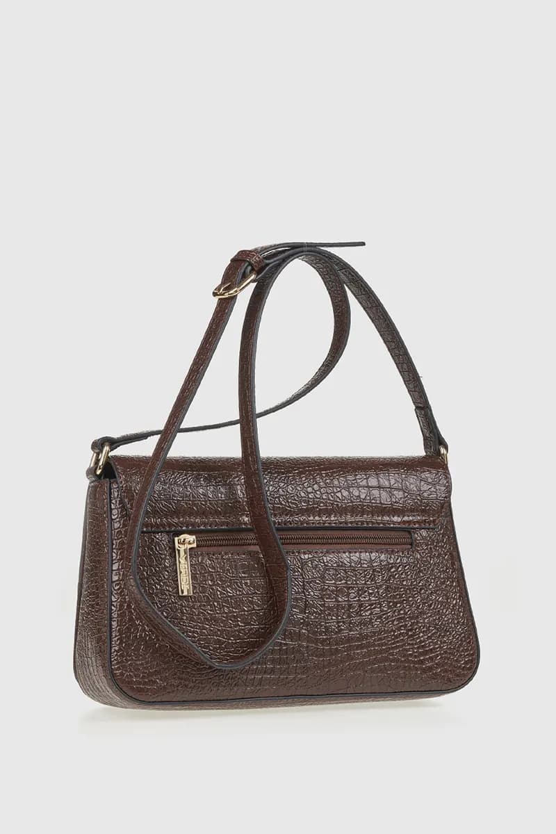 VERDE FASHION | Borsa a tracolla in ecopelle dettaglio camoscio - 6