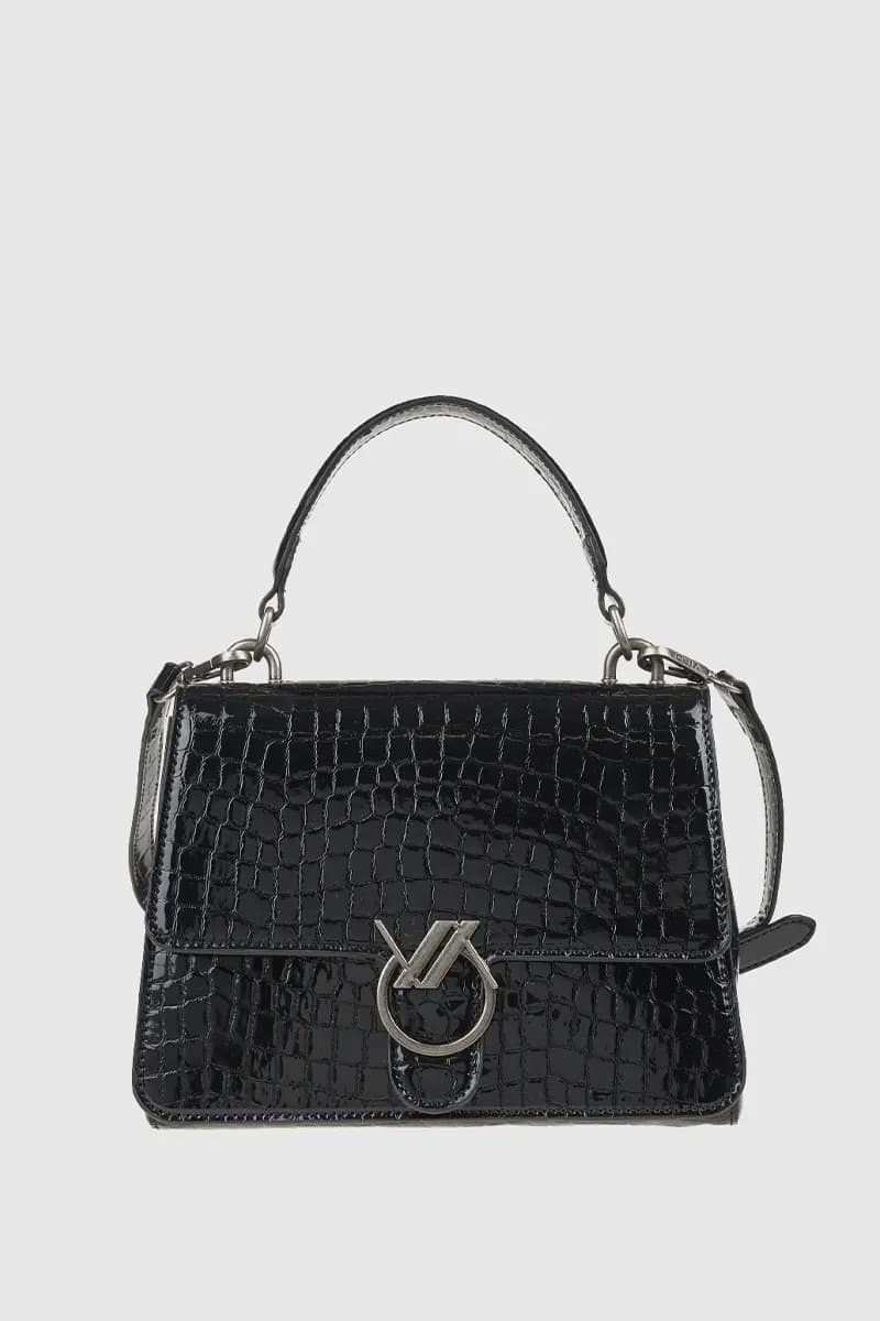VERDE FASHION | Borsa a tracolla in ecopelle pitonata con pattina - 10