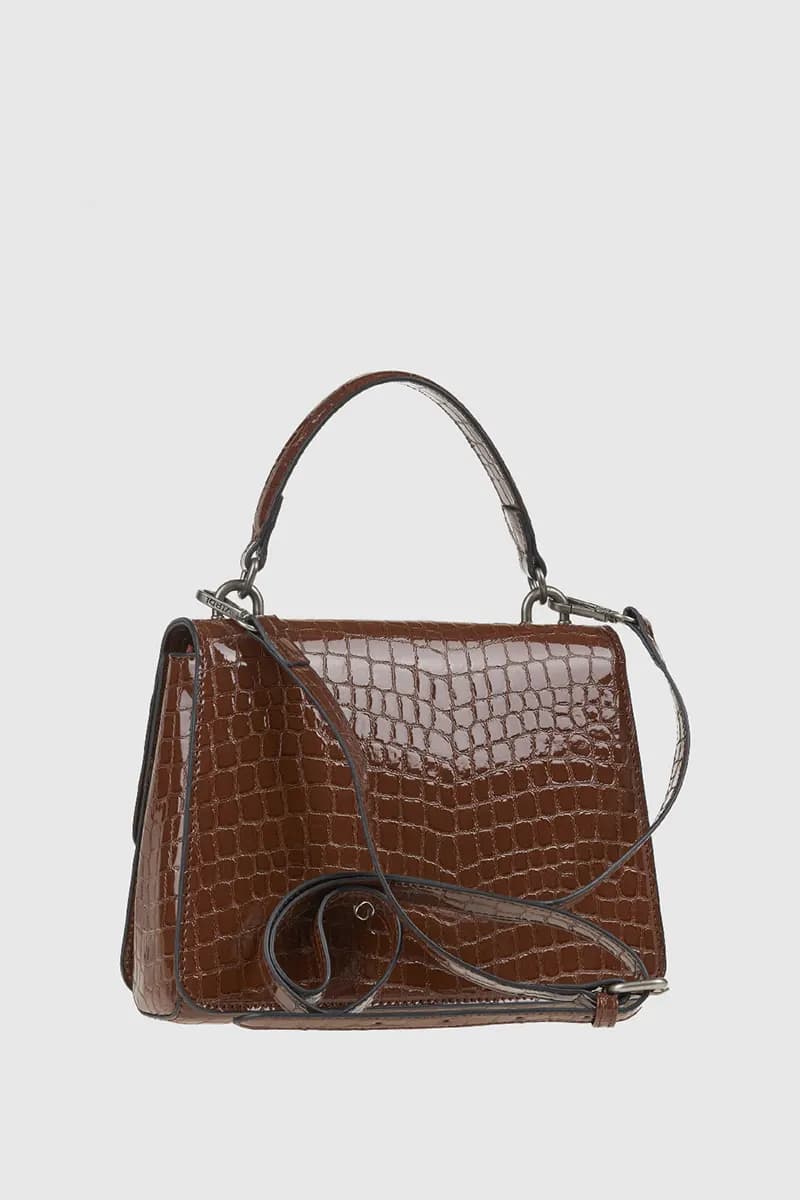 VERDE FASHION | Borsa a tracolla in ecopelle pitonata con pattina - 2