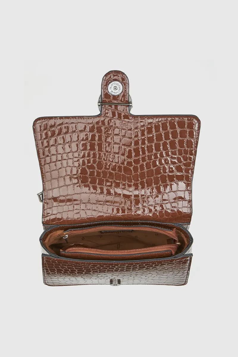 VERDE FASHION | Borsa a tracolla in ecopelle pitonata con pattina - 3