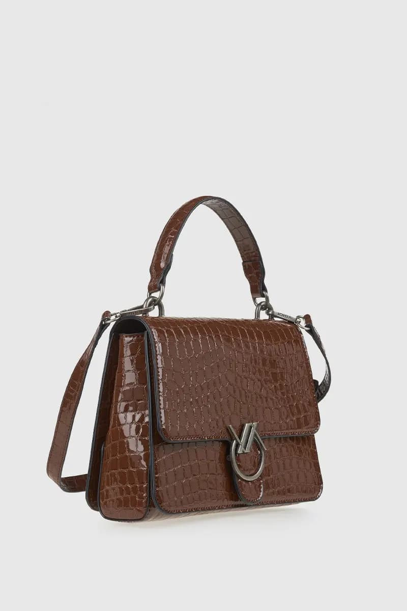 VERDE FASHION | Borsa a tracolla in ecopelle pitonata con pattina - 4