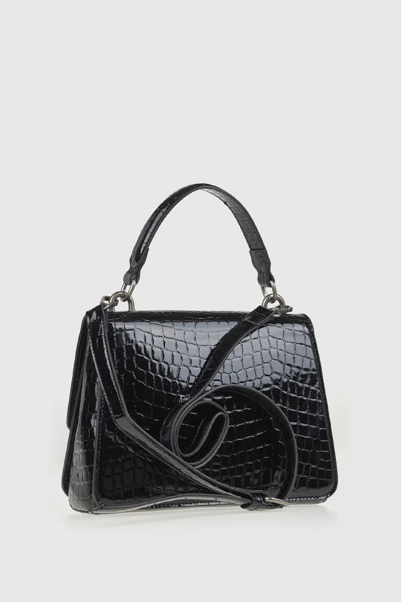 VERDE FASHION | Borsa a tracolla in ecopelle pitonata con pattina - 6