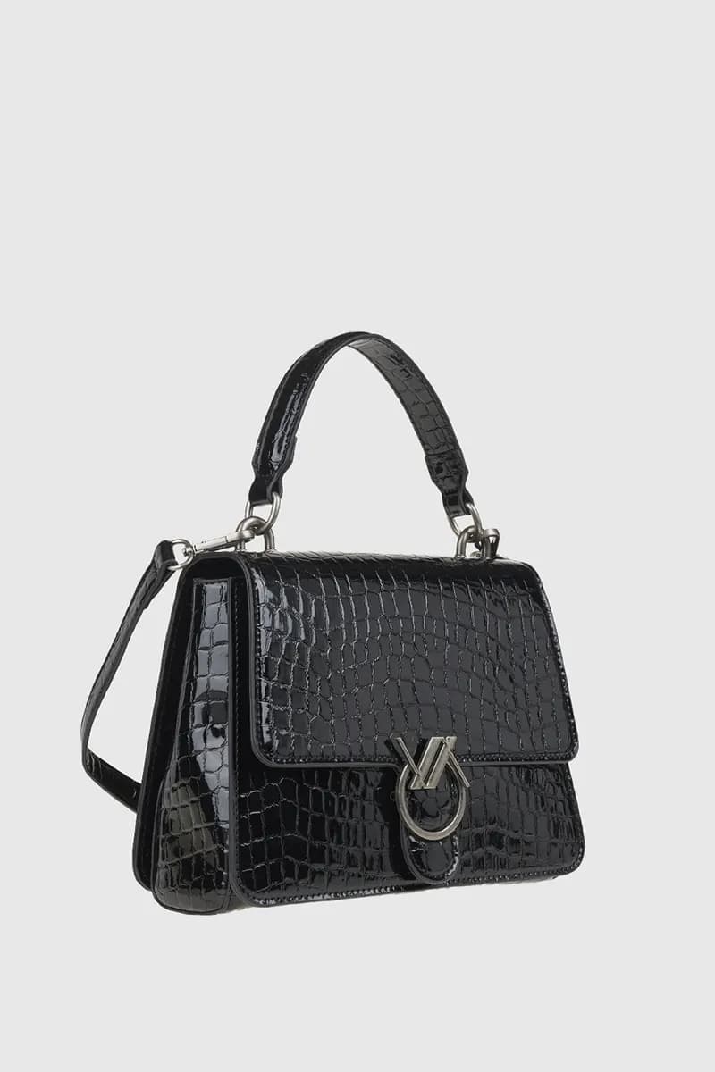 VERDE FASHION | Borsa a tracolla in ecopelle pitonata con pattina - 8