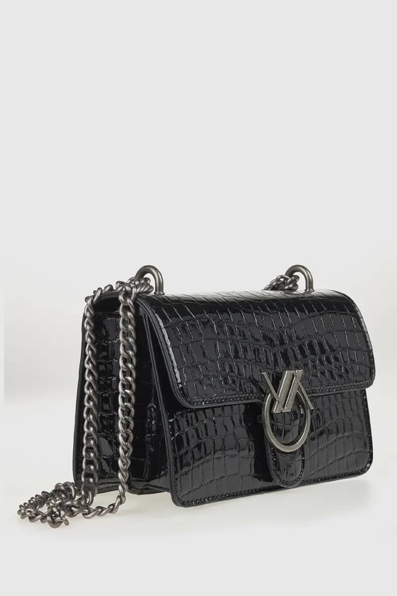 VERDE FASHION | Pochette a tracolla in ecopelle pitonata con pattina - 4
