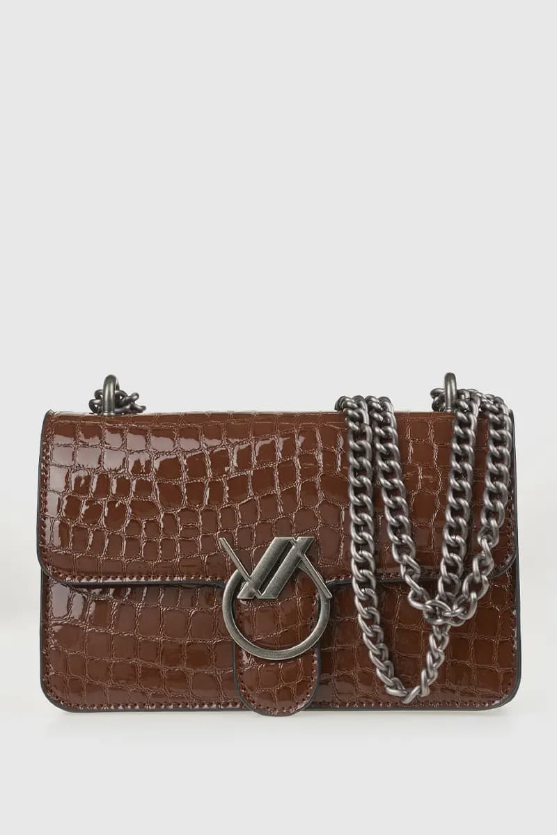 VERDE FASHION | Pochette a tracolla in ecopelle pitonata con pattina - 5
