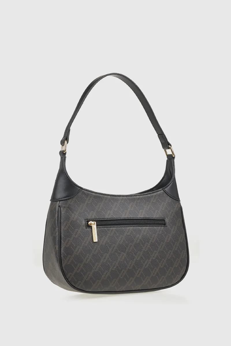 VERDE FASHION | Borsa a spalla mezzaluna con stampa logo - 2