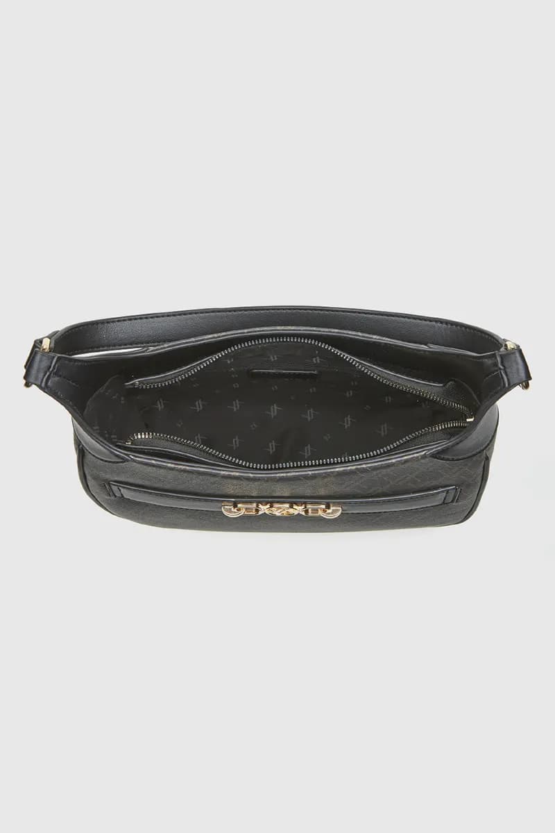 VERDE FASHION | Borsa a spalla mezzaluna con stampa logo - 3
