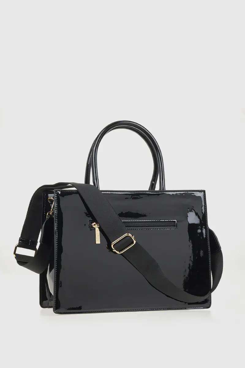 VERDE FASHION | Borsa tote in ecopelle goffrata dettagli vernice - 2