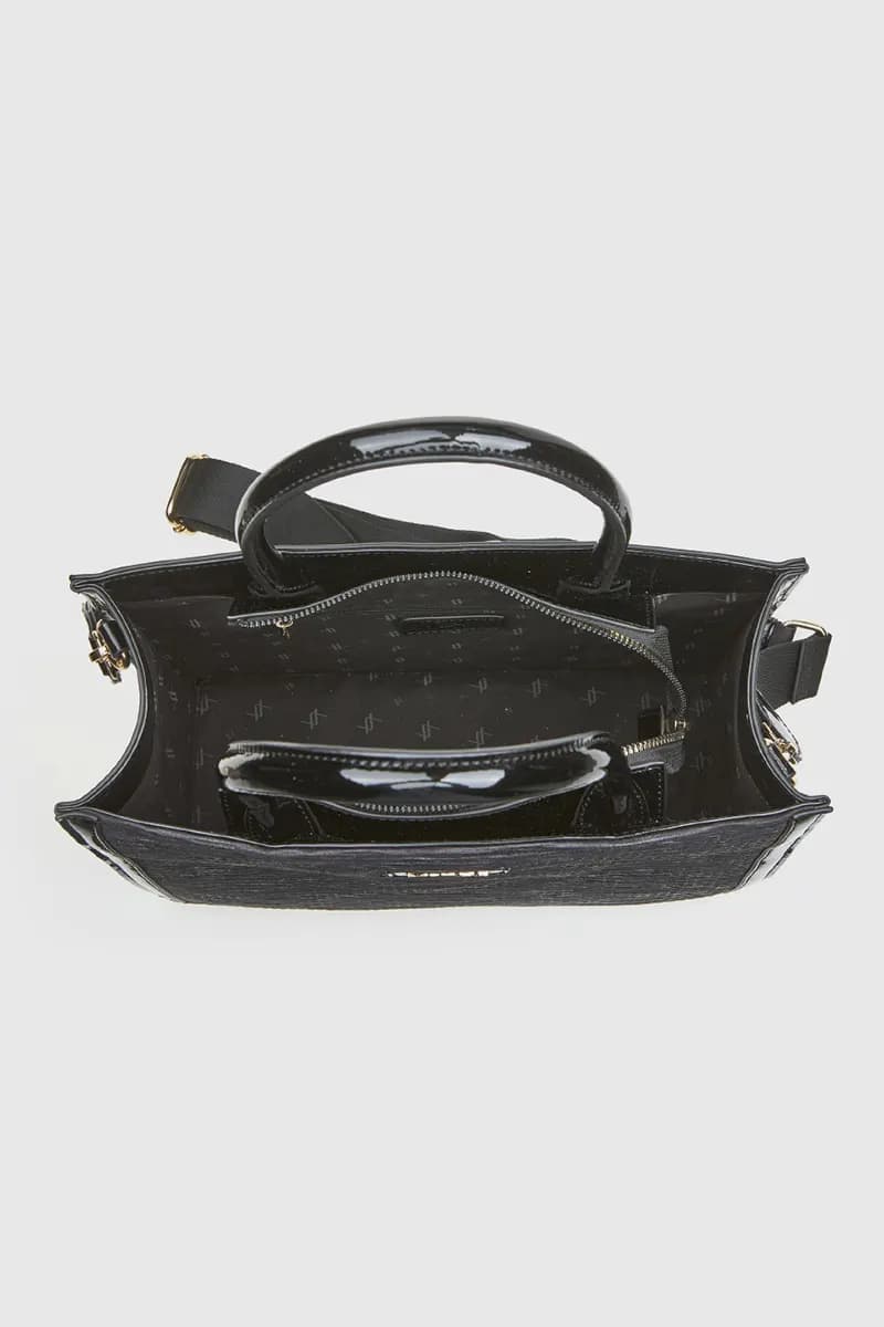 VERDE FASHION | Borsa tote in ecopelle goffrata dettagli vernice - 3