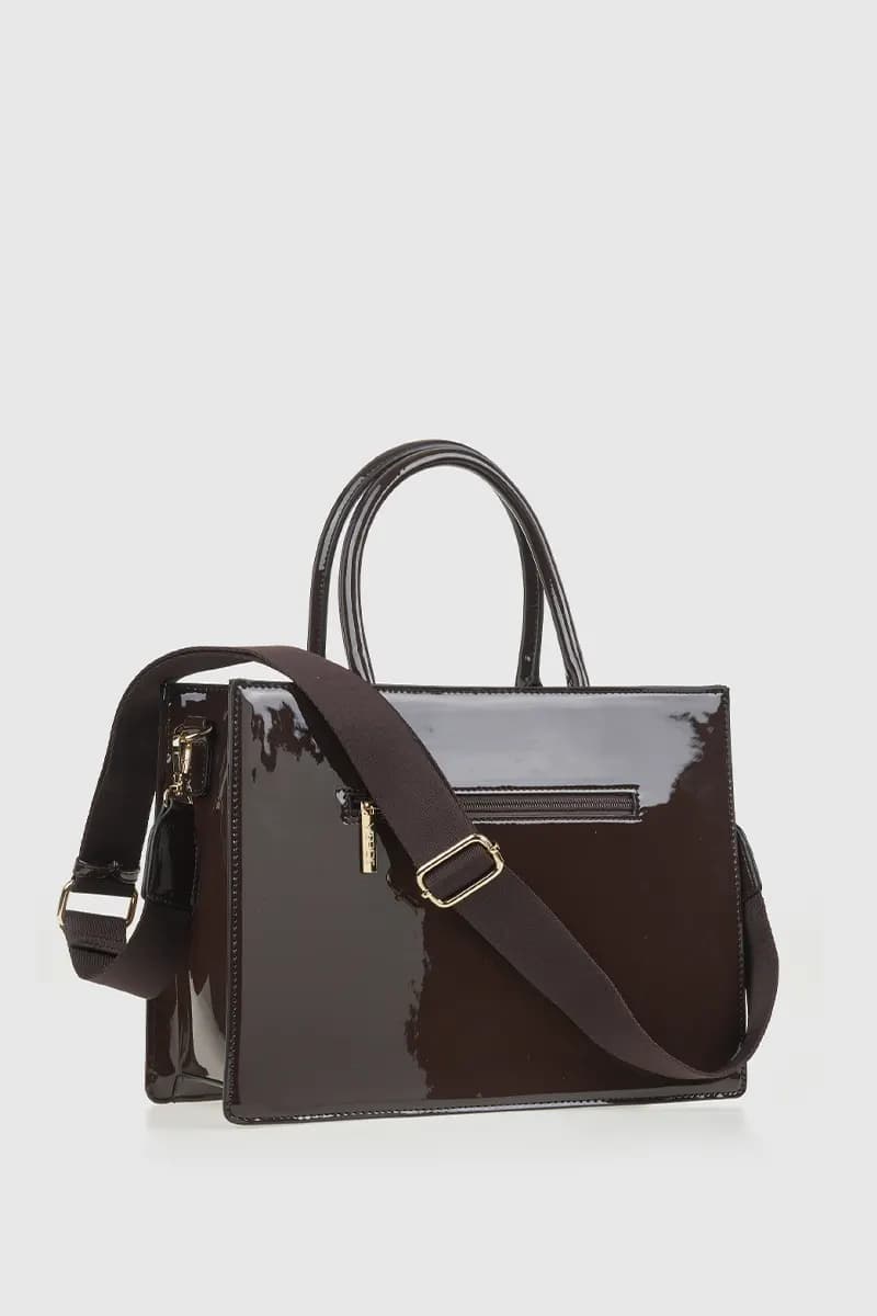 VERDE FASHION | Borsa tote in ecopelle goffrata dettagli vernice - 6
