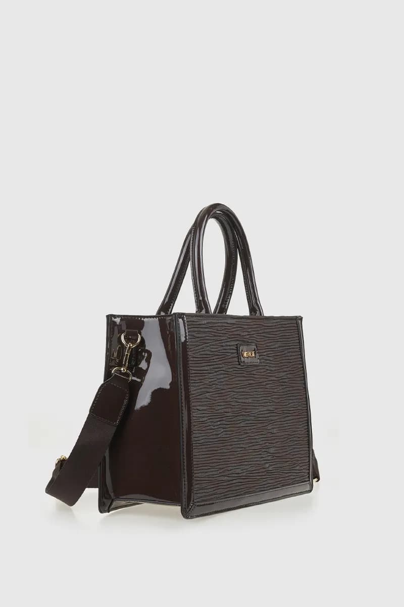 VERDE FASHION | Borsa tote in ecopelle goffrata dettagli vernice - 8