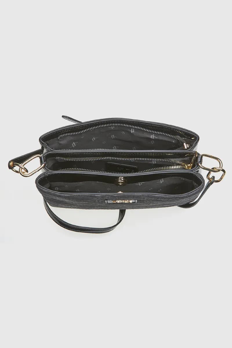 VERDE FASHION | Borsa a tracolla in ecopelle goffrata tre tasche - 3
