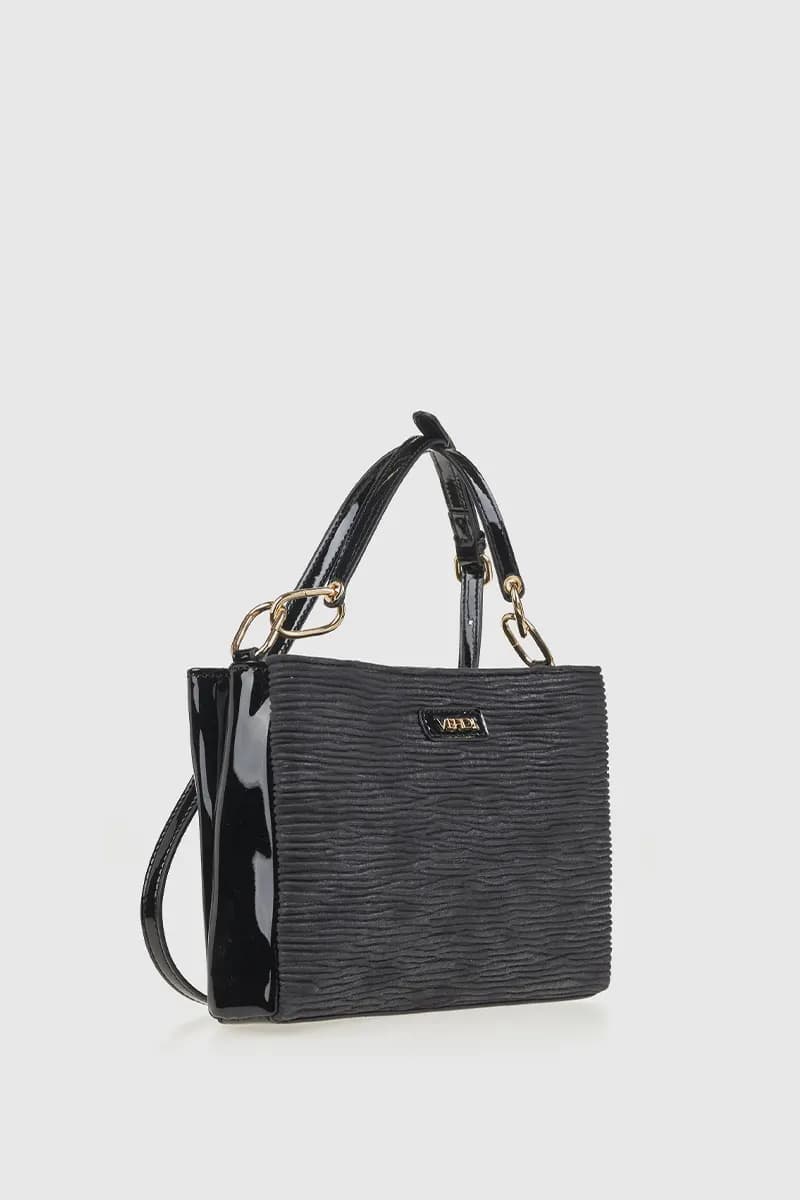 VERDE FASHION | Borsa a tracolla in ecopelle goffrata tre tasche - 4
