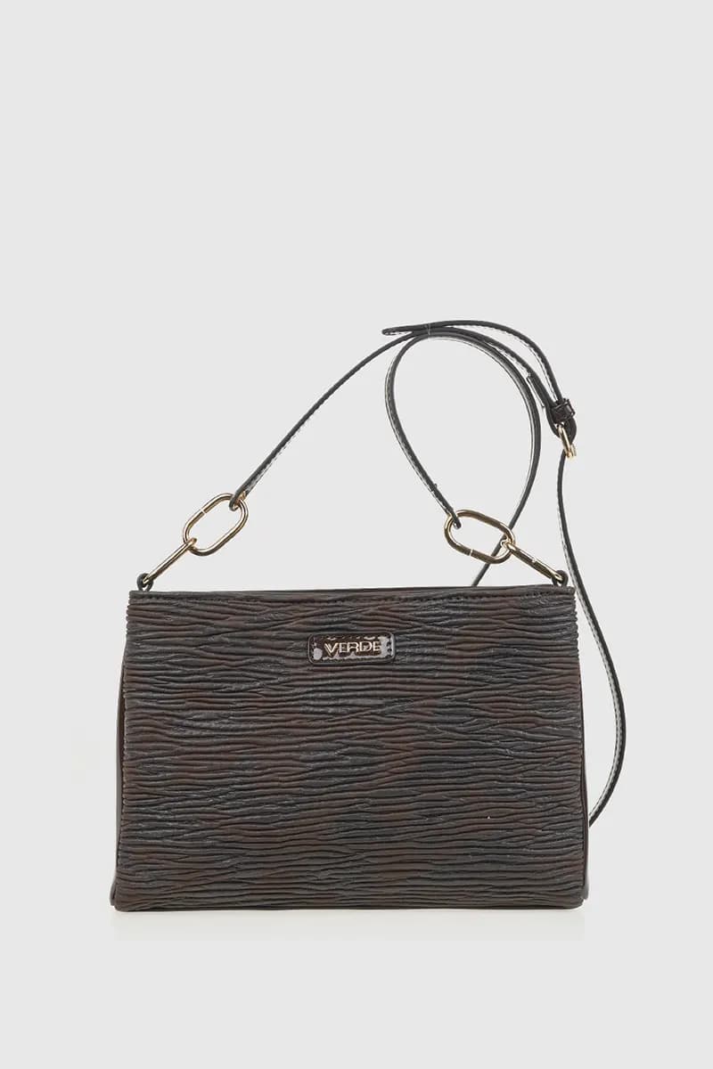 VERDE FASHION | Borsa a tracolla in ecopelle goffrata tre tasche - 5