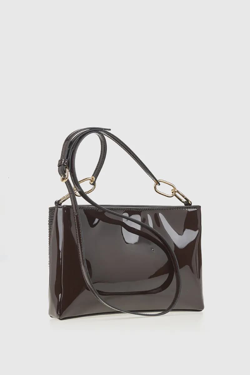 VERDE FASHION | Borsa a tracolla in ecopelle goffrata tre tasche - 6