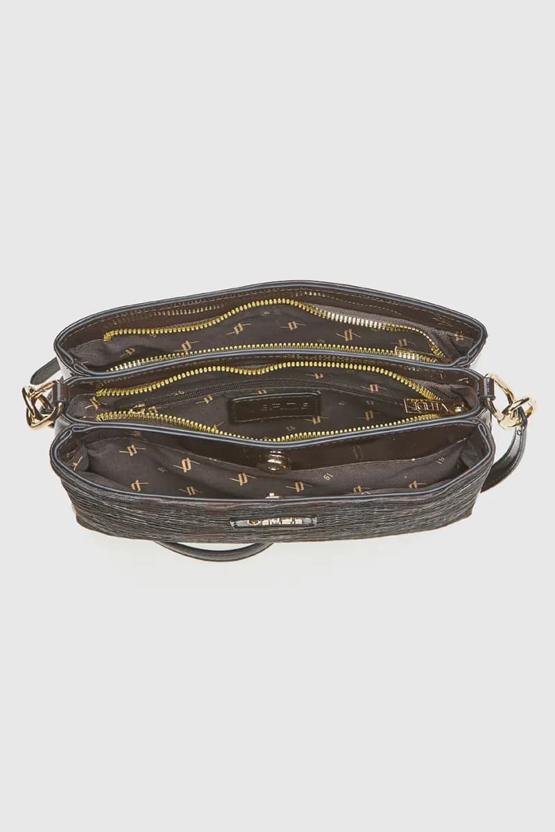 VERDE FASHION | Borsa a tracolla in ecopelle goffrata tre tasche - 7