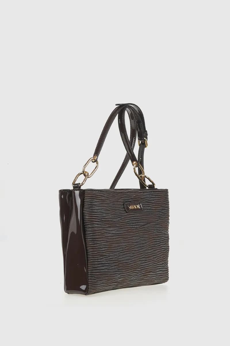 VERDE FASHION | Borsa a tracolla in ecopelle goffrata tre tasche - 8