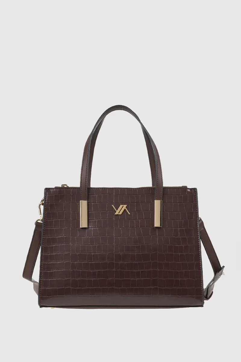 VERDE FASHION | Borsa tote in ecopelle effetto coccodrillo